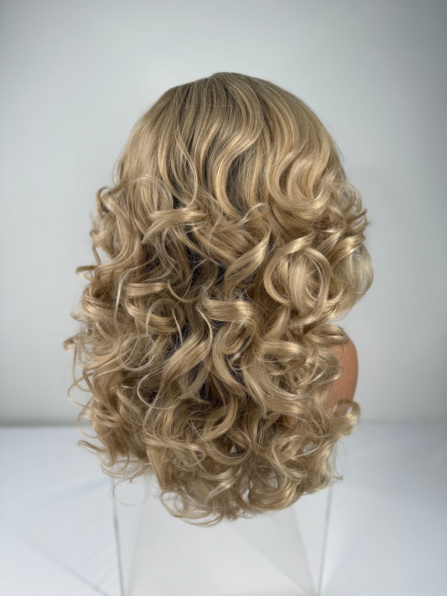 Pre-Styled Shadow Rooted Sandy Blonde Wig