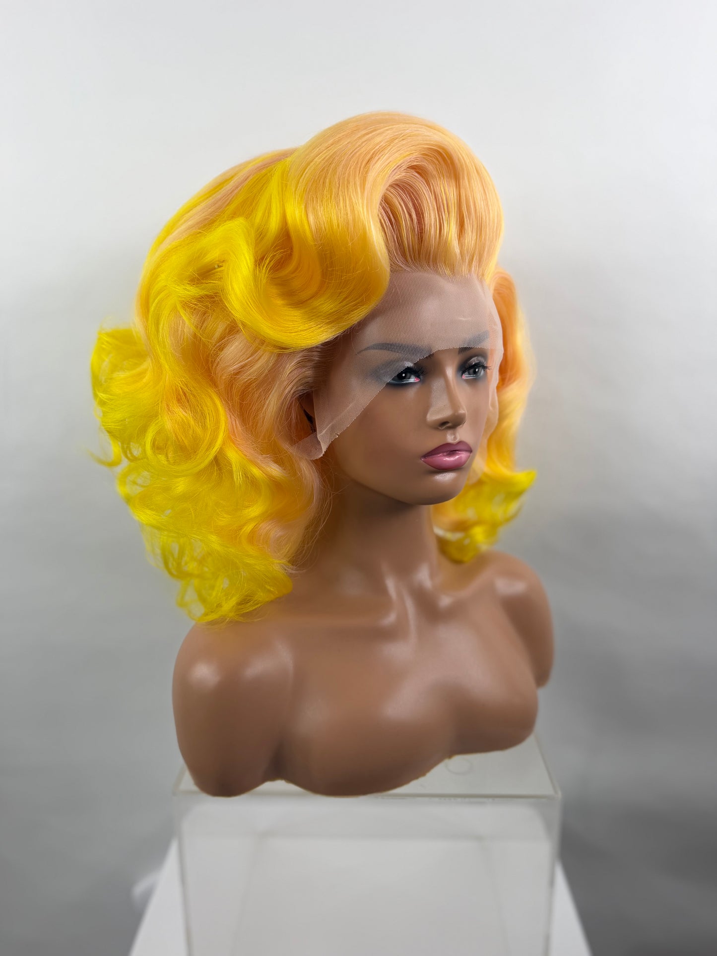 Double Stacked Neon Peach Pre-Styled Wig