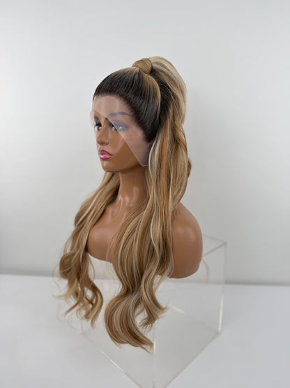 Pre-Styled Rooted Caramel Blonde Wig
