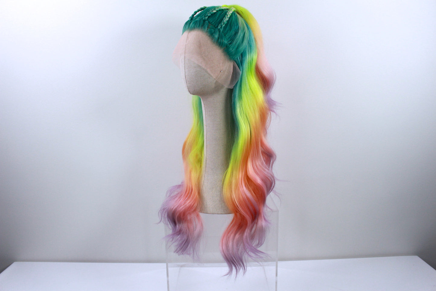 Pre-styled Pastel Rainbow Wig