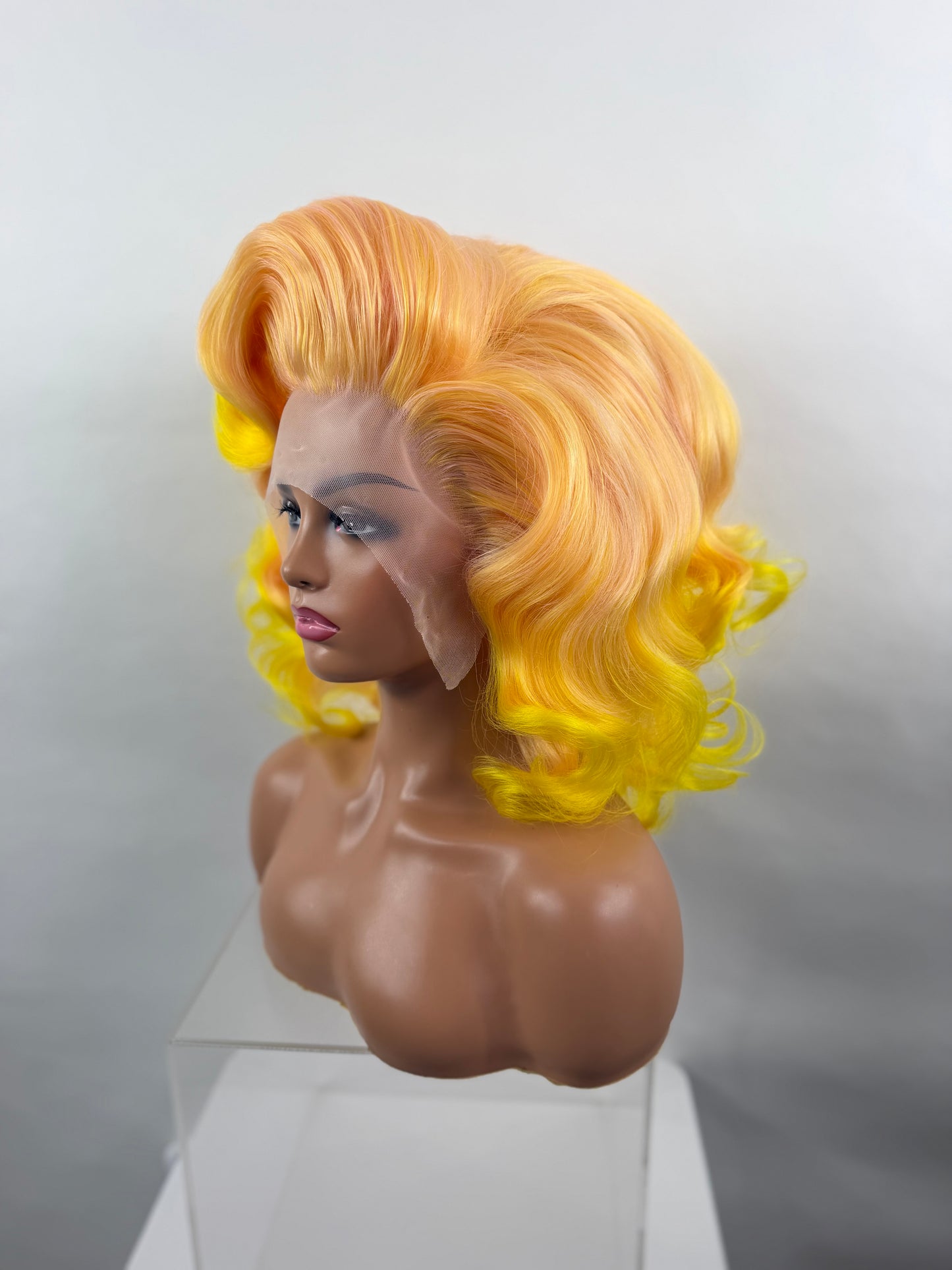 Double Stacked Neon Peach Pre-Styled Wig