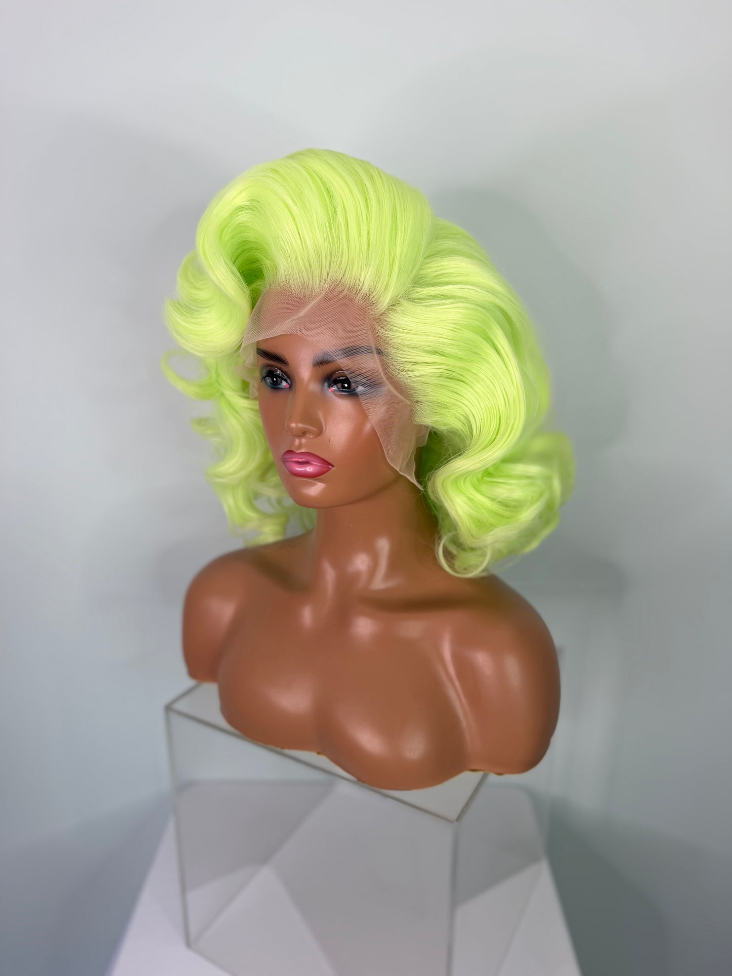 Pre-Styled Soft Lime Wig