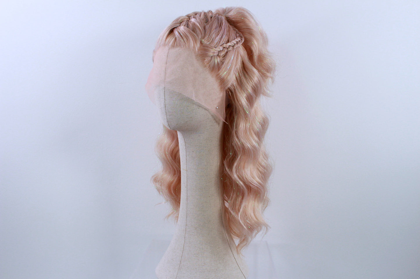 Pre-Styled Frosted Peach Sparkle Wig