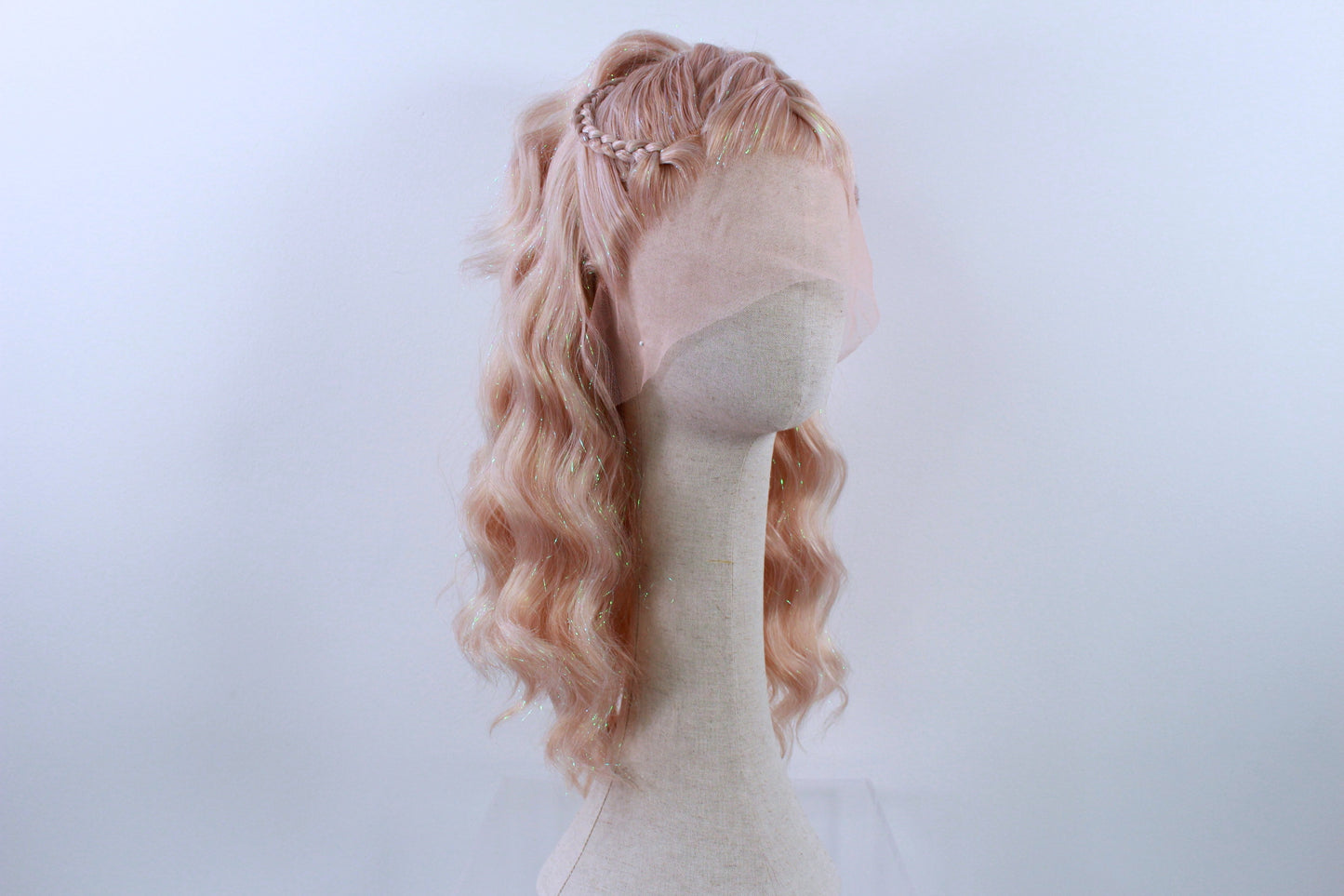 Pre-Styled Frosted Peach Sparkle Wig