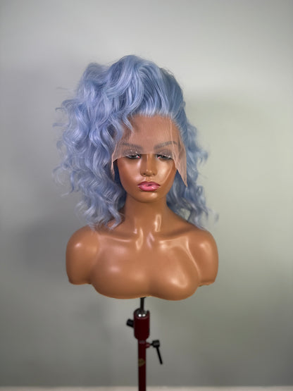 Pre-Styled Glacier Blue Wig