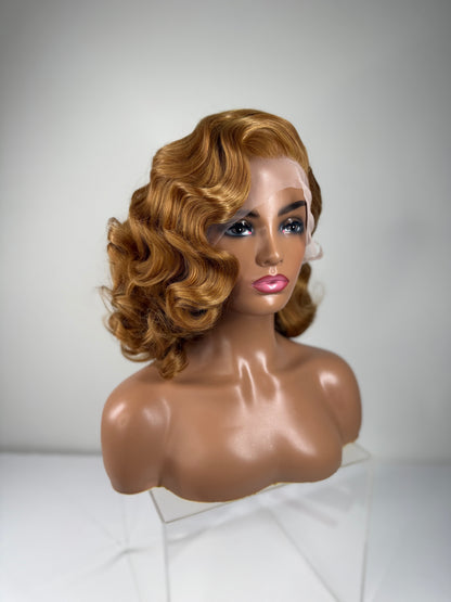 Pre-Styled Golden Copper Wig