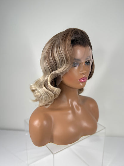 Pre-Styled Bleach Blonde Ombré Wig