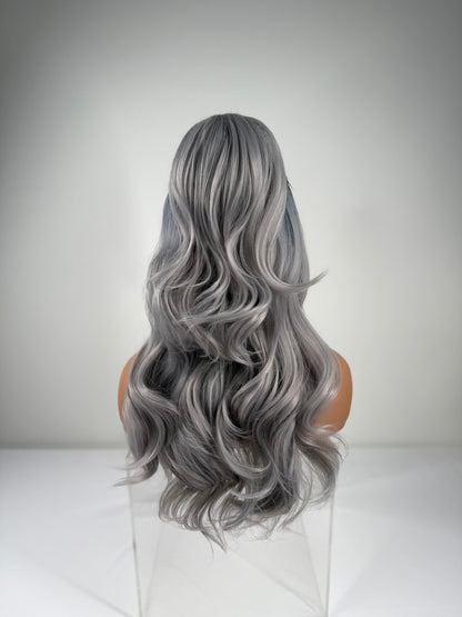 Pre-Styled Rooted Steel Grey Wig