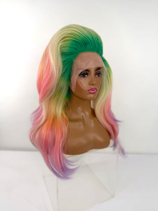 Pre-Styled Pastel Rainbow Wig