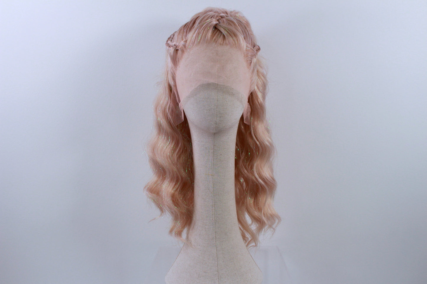 Pre-Styled Frosted Peach Sparkle Wig