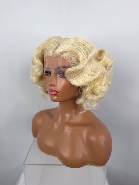 Pre-Styled Platinum Wig