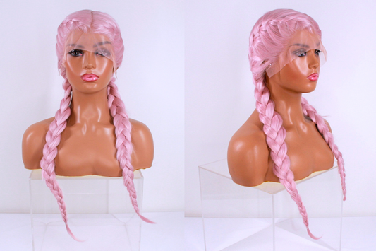 Braided Lacefront Wig- Metallic Pink