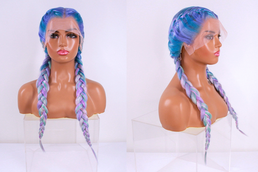 Braided Lacefront Wig- Pastel Galaxy