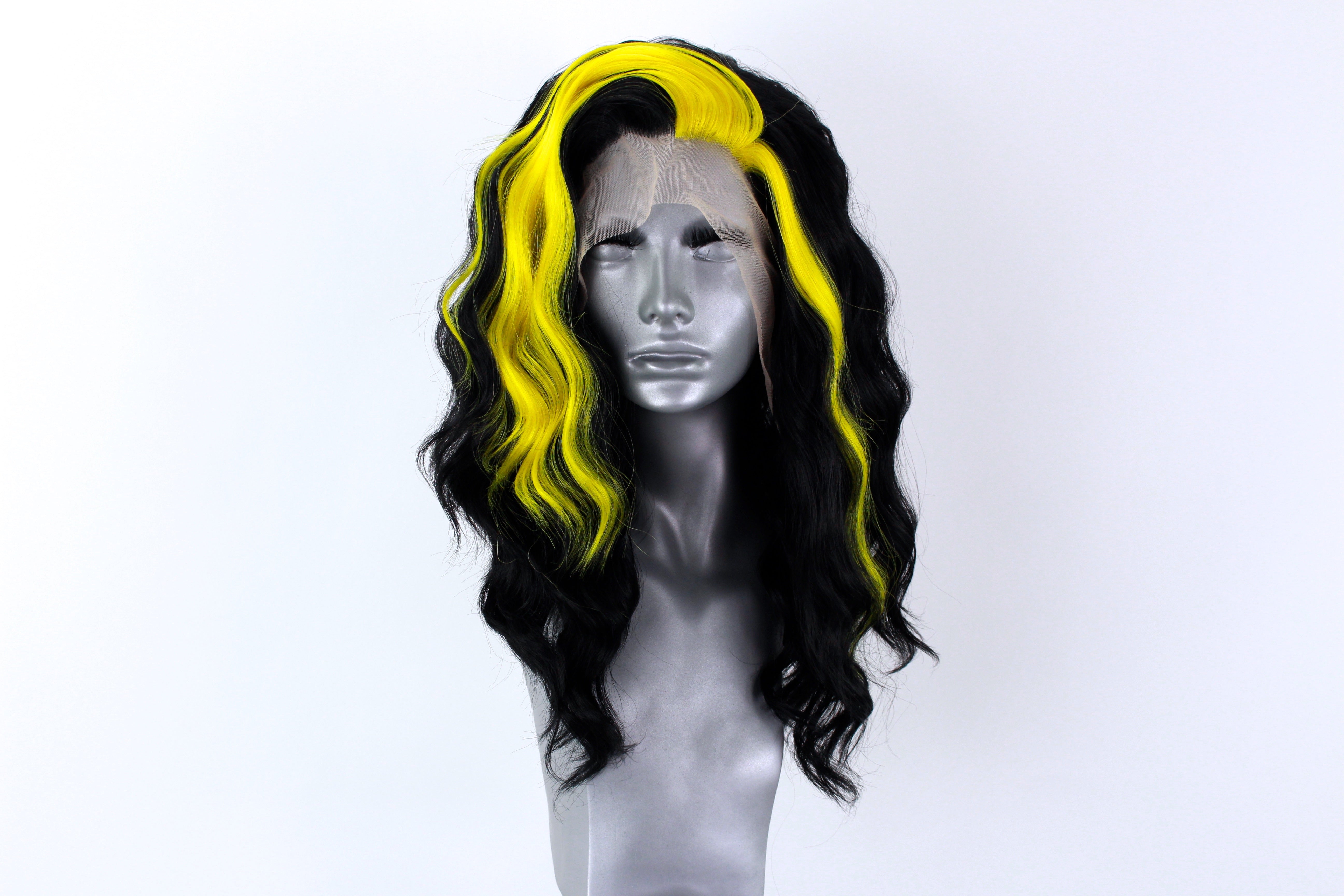 Amber Yellow Streaked Black Webster Wigs